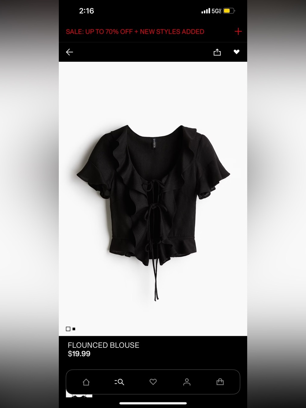 Black Tie Front Blouse